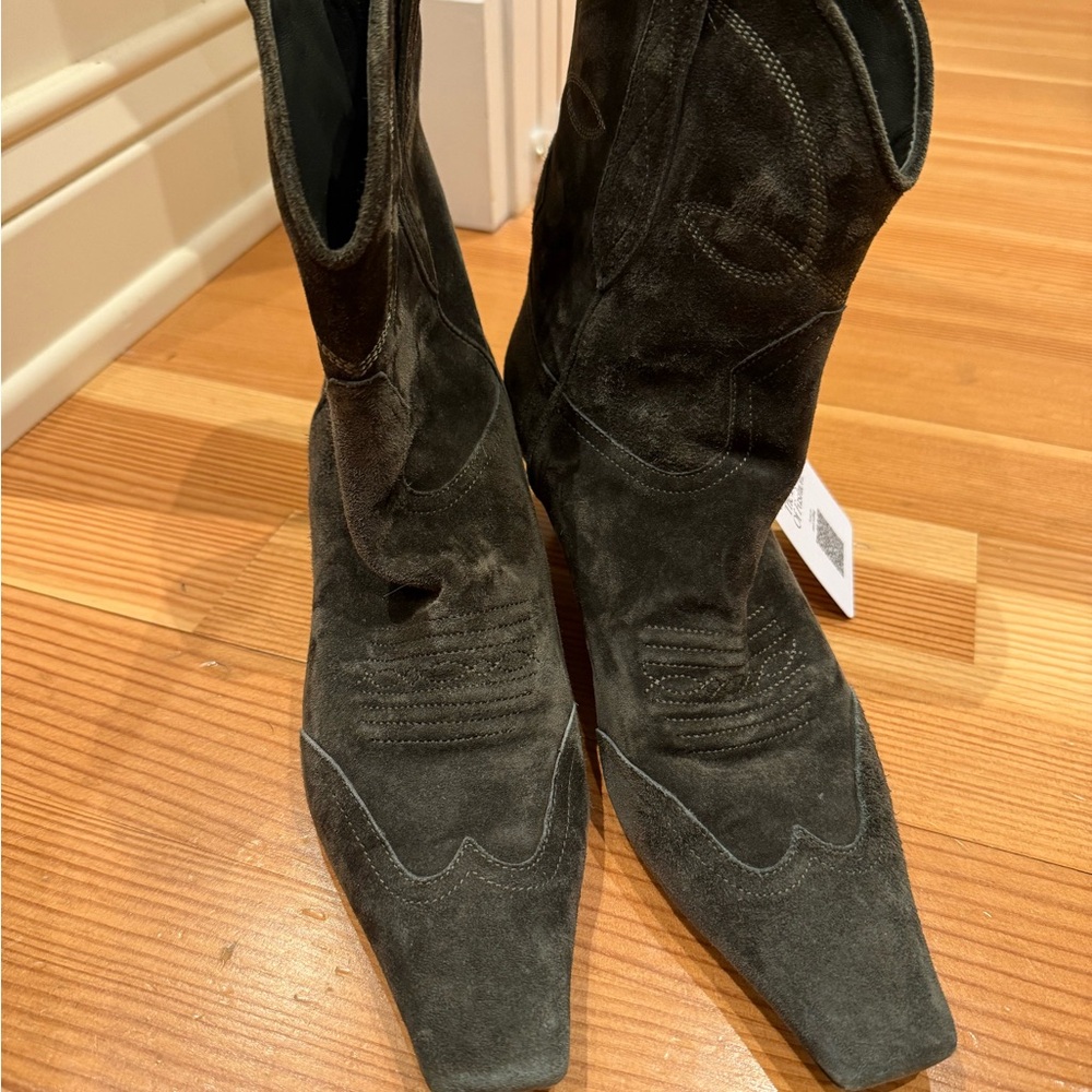 Khaite Dallas Western Boots Dark Olive - Picture 3 of 9